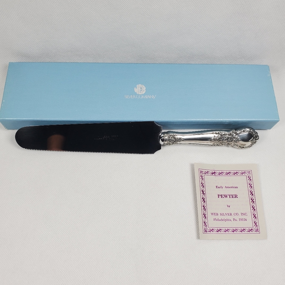 Vintage Cake Pie Server Serving Knife, Web Silver